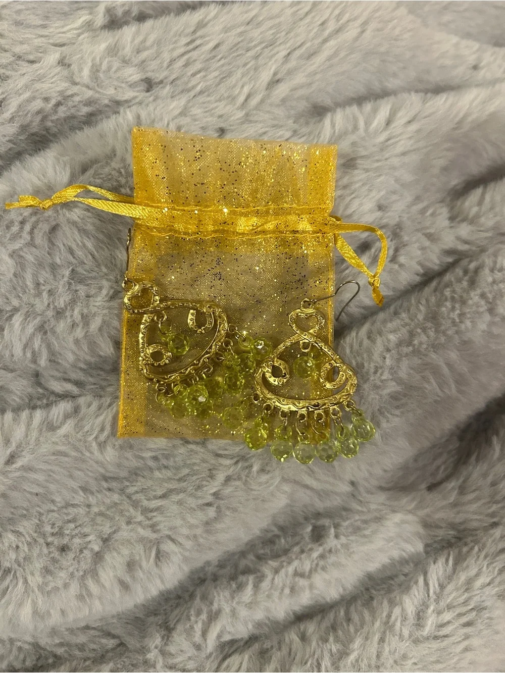 Gold-Tone Green Bead Chandelier Earring - Women's Jewelry